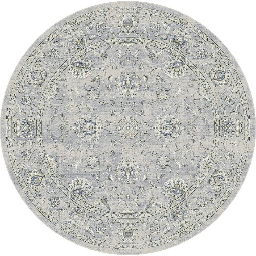 Dynamic Rugs 57126-9696 Ancient Garden 5.3 Ft. X 5.3 Ft. Round Rug in Silver/Grey